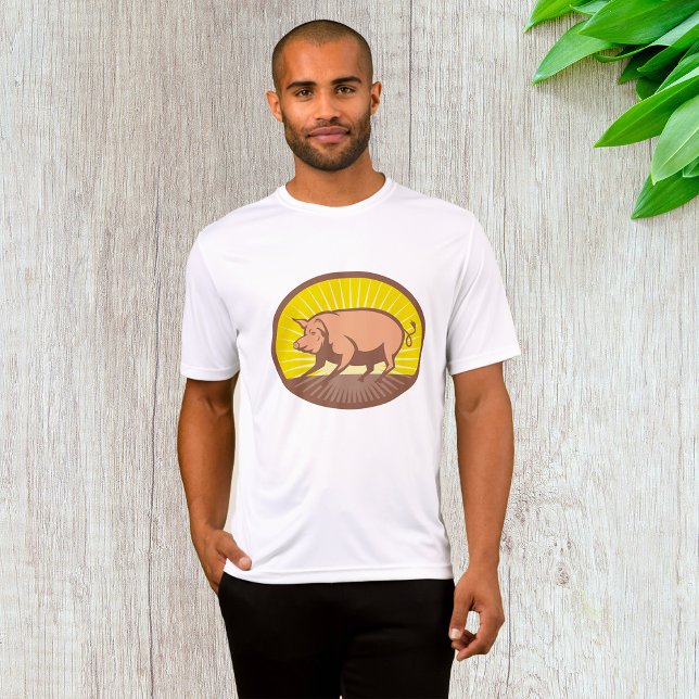 T-shirt Cochon de ferme rétro avec Sunburst (Créateur téléchargé)