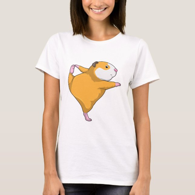 T-shirt Cochon de Guinée au Yoga Exercice d'étirement (Devant)