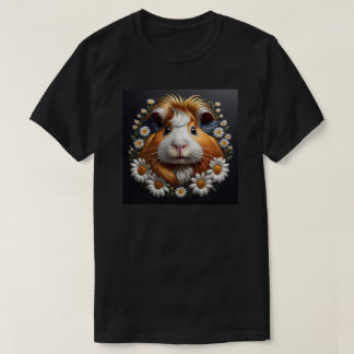T-shirt Cochon de Guinée brodé avec marguerites