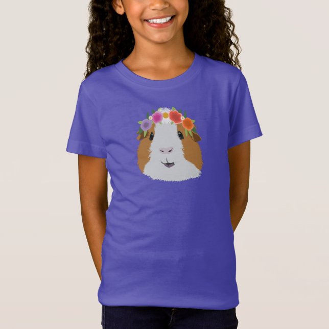 T-Shirt Cochon de Guinée de la Couronne de fleurs (Devant)