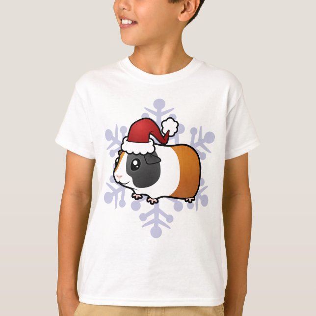 T-shirt Cochon de Guinée de Noël (cheveux lisses) (Devant)