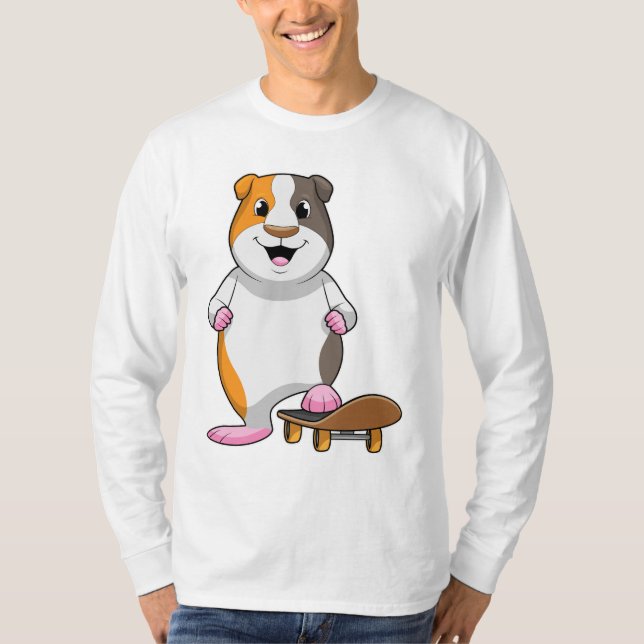 T-shirt Cochon de Guinée en patinage avec skateboard (Devant)