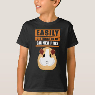 T-shirt Cochon de Guinée  Facilement Distrait Par Les Coc