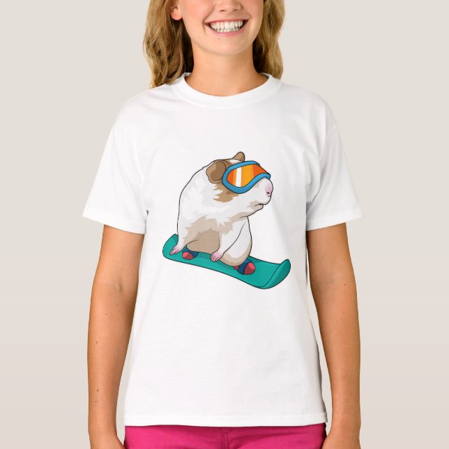 T-shirt Cochon de Guinée Snowboard Snowboard (Devant)