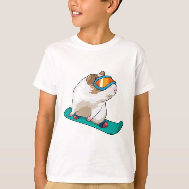T-shirt Cochon de Guinée Snowboard Snowboard (Devant)