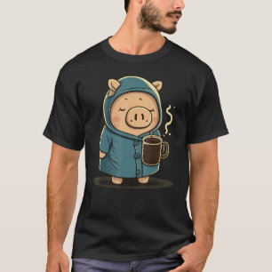 T-shirt Cochon de lait croustillant sur le cochon de café