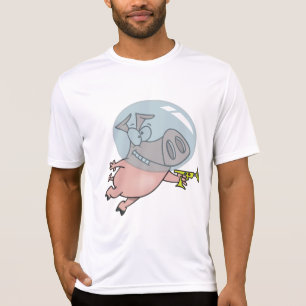 T-shirt Cochon de l'espace avec un pistolet à rayons, astr