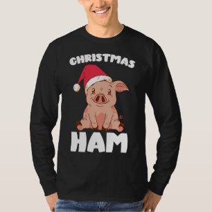 T-shirt Cochon de Noël Jambon mignon Père Noël Cochon drôl