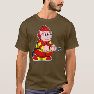 T-shirt Cochon de pompier avec extincteur 1