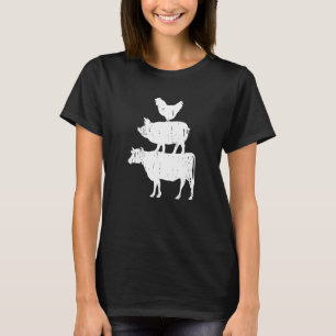 T-shirt Cochon De Vache Et Poulet Emballé Animaux De Ferme
