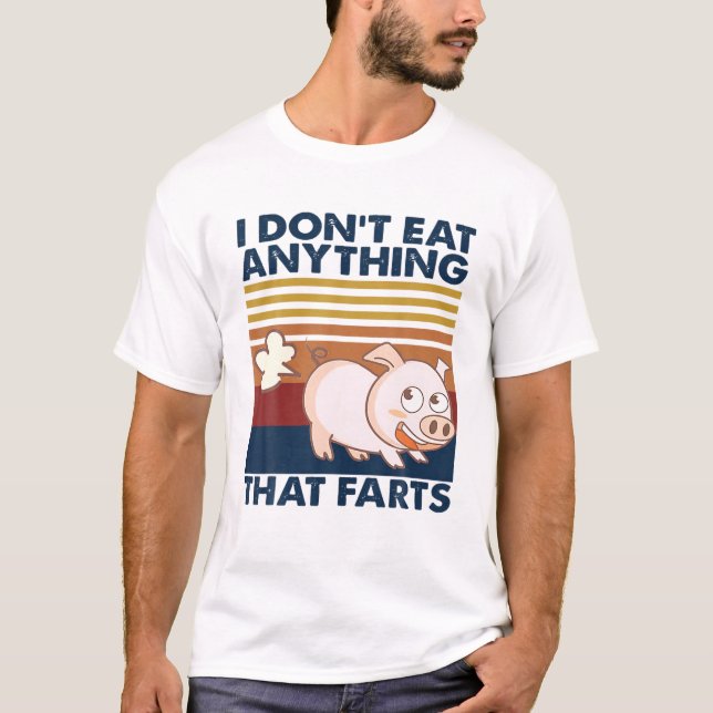 T-shirt Cochon Drôle Je Ne Mange Rien Qui Fête Retro Vi (Devant)