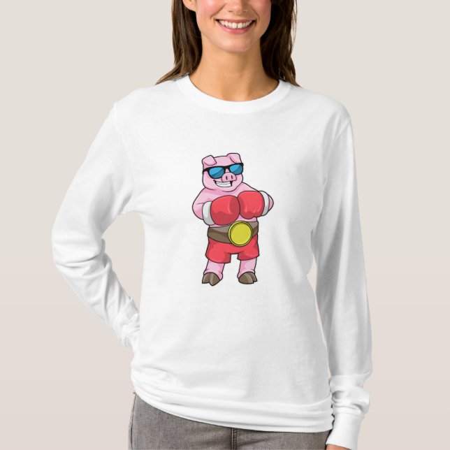 T-shirt Cochon en boîte avec gants de boxe (Devant)