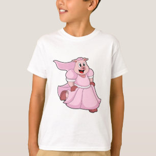 T-shirt Cochon en mariée avec robe de mariée