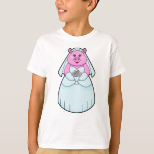 T-shirt Cochon en mariée avec Voile