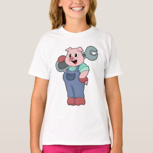 T-shirt Cochon en mécanique avec clé