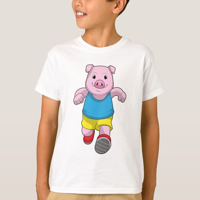 T-shirt Cochon en tant que coureur à l'exécution (Devant)