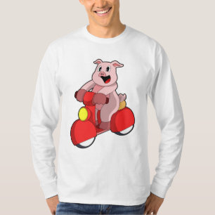 T-shirt Cochon en vélo avec Scooter