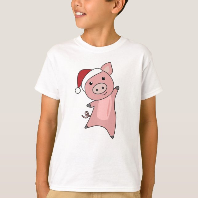 T-shirt Cochon Joyeux Noël Animaux Cochons (Devant)