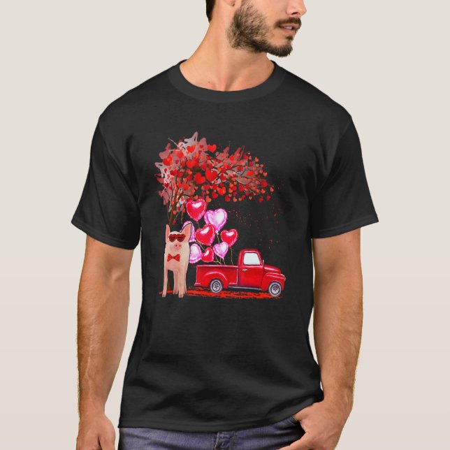 T-shirt Cochon Lunettes de soleil Coeurs Arbre ramassage C (Devant)