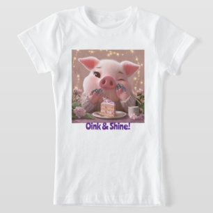 T-Shirt Cochon mignon avec manucure et gâteau – design Ros