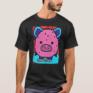 T-shirt Cochon Piggie Rose rose 3