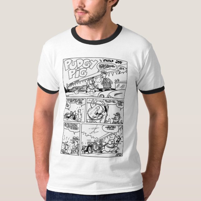 T-shirt cochon poudgy des années 1940 classique (Devant)