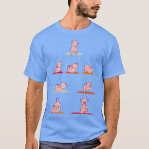 T-shirt Cochon Yoga Poses Drôle Streaming Pigs Méditation