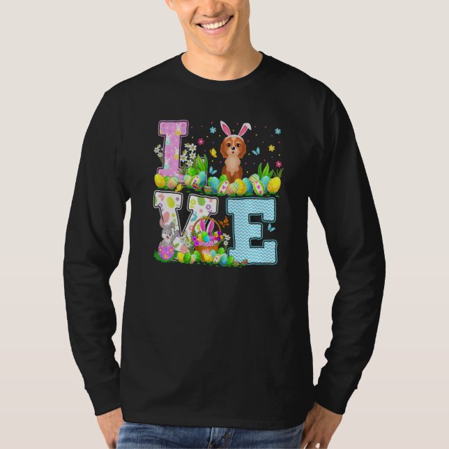 T-shirt Cockapoo Chien Chasse aux oeufs de Pâques Amour am (Devant)