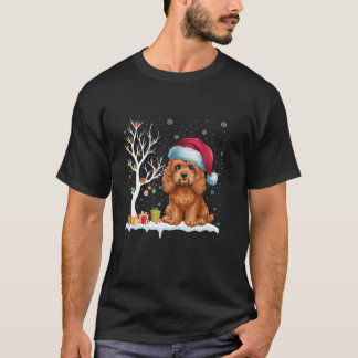 T-shirt Cockapoo Chien Santa Hat Festif Arbre Lumière Chri