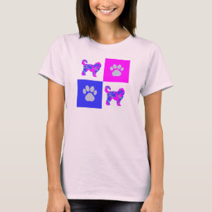 T-shirt Cockapoo Dog & Paw Rose and Blue