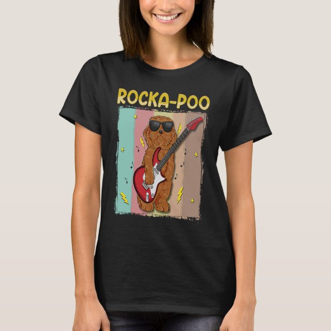 T-shirt Cockapoo Rockstar Rocka Poo Dog  Blues Master (Devant)