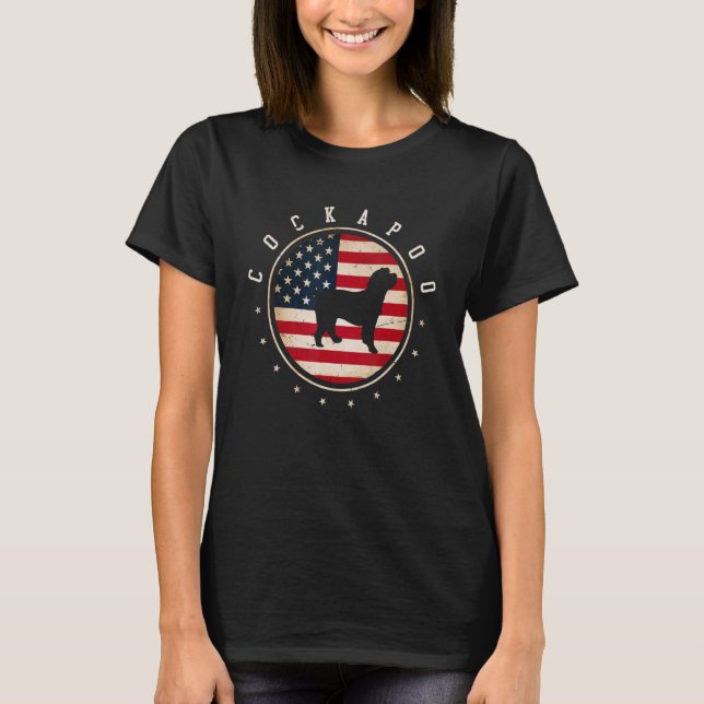 T-shirt Cockapoo USA Drapeau 4 juillet Chien Maman Papa (Devant)