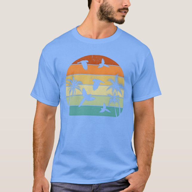 T-shirt Cockatiel Bird Retro Parrots Sunset Parrot Birds f (Devant)