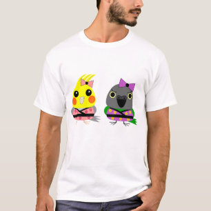 T-shirt Cockatiel et perroquet du Sénégal dans des kimonos