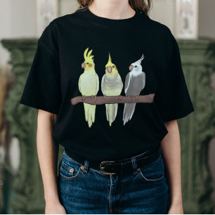 T-shirt Cockatiels Animaux Mignons sur une Perche pour les