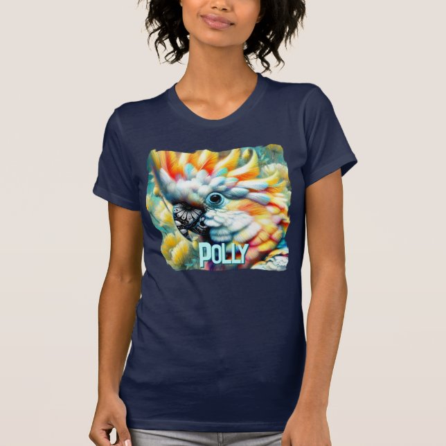 T-shirt Cockatoo Bird Yellow Poppies Personalized (Devant)