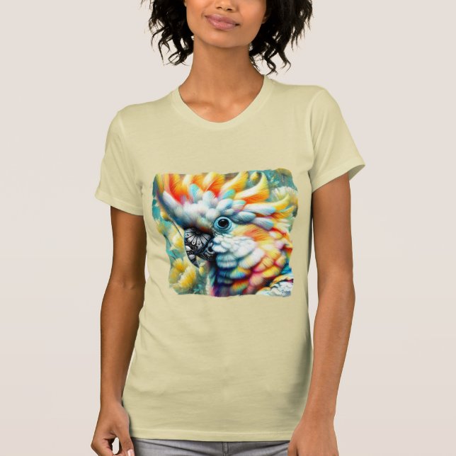 T-shirt Cockatoo Whimsal Oiseau Pépites jaunes Floral (Devant)