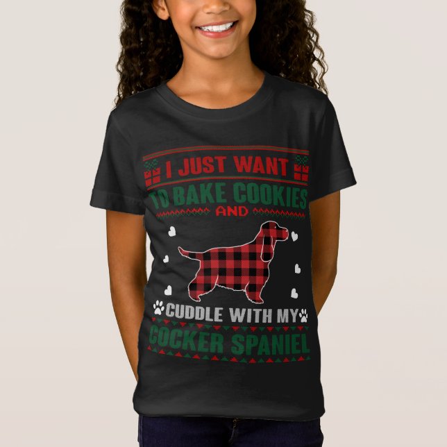 T-Shirt Cocker Amoureux de les chiens espagnols Xmas Pajam (Devant)