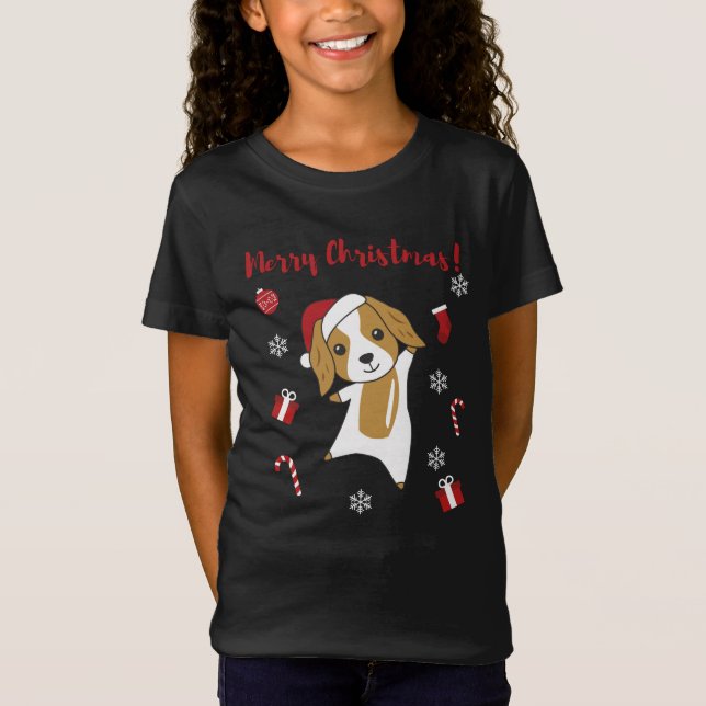 T-Shirt Cocker Espagnol Chien de Noël Animaux d'hiver Chie (Devant)