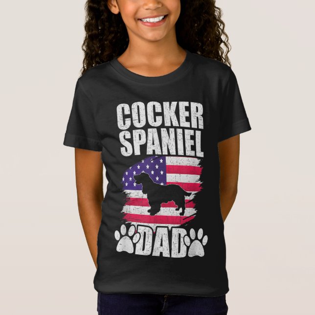 T-Shirt Cocker Espagnol Papa Amoureux des chiens Drapeau a (Devant)