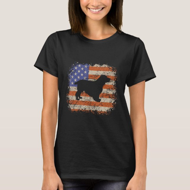 T-shirt Cocker Spaniel American Flag USA Dog  Puppy US (Devant)