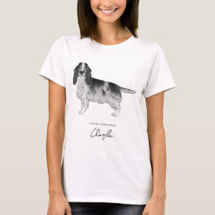 T-shirt Cocker Spaniel en noir et blanc avec texte personn