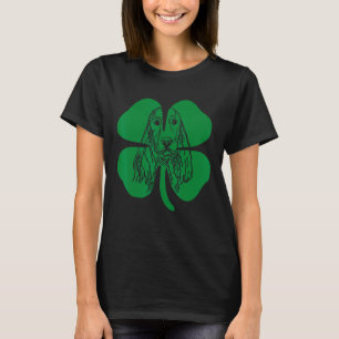 T-shirt Cocker Spaniel Face Head Green Shamrock Saint Part