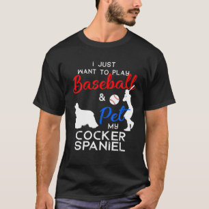 T-shirt Cocker Spaniel Funny Baseball Chien propriétaire L