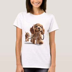 T-shirt Cocker Spaniel Pups Marcher de mignons cadeaux Amo