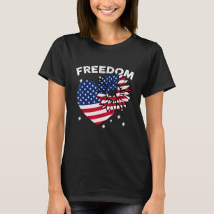 T-shirt Cocker Spaniel Sunflower Heart American Drapeau li