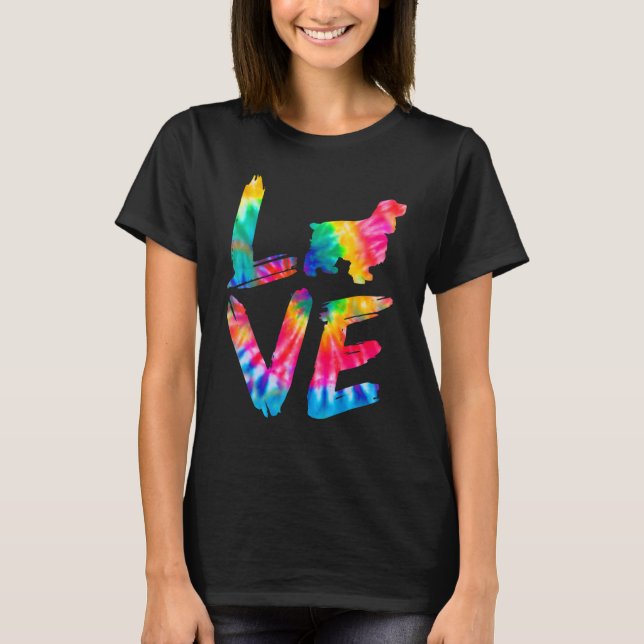 T-shirt Cocker Spaniel Tie Dye Log Chien Maman Papa (Devant)