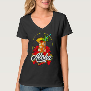 T-shirt Cocktail Aloha Mai Tai D'Hawaï Avec Joli Hib