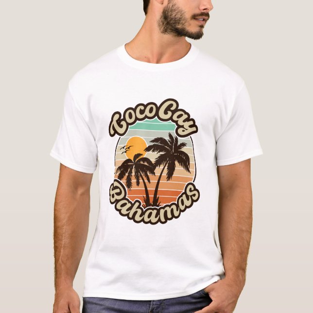 T-shirt Coco Cay Bahamas Retro Sunset Souvenirs 60s (Devant)