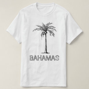 T-shirt Cocotier des Bahamas design noir et blanc
